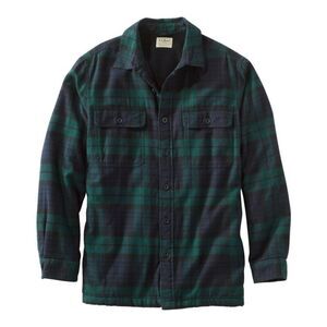 L.L.Bean Green Blue Plaid 100% Cotton Flannel Fleece Lined Shacket size Large